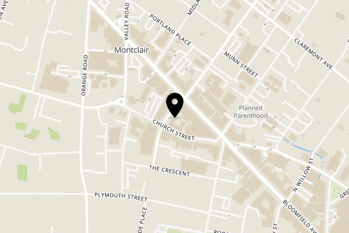 Map showing the location of Leone's on 19 S Park St in Montclair